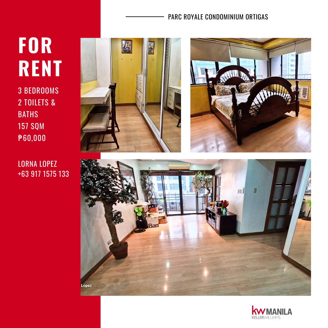 Parc Royale Condominium Ortigas 3 Bedroom for Rent